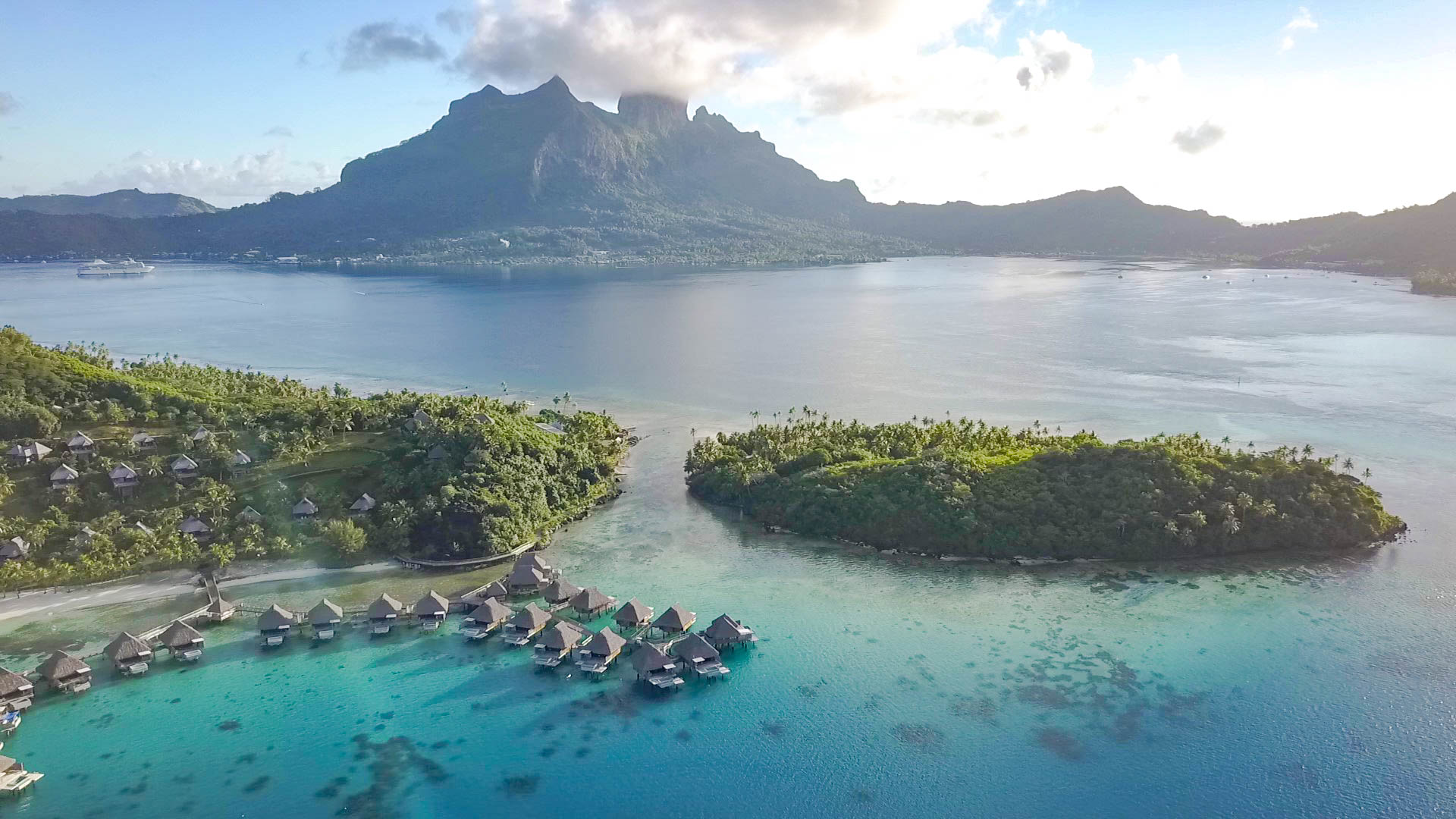 conrad bora bora nui drone shot