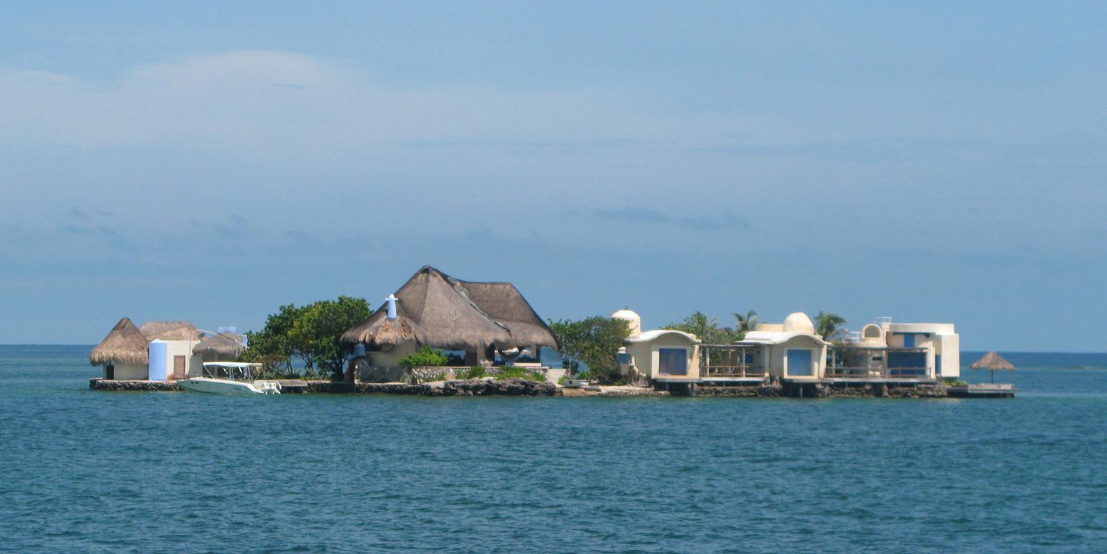 A small island in the Rosario Islands near Cartagena, Colombia